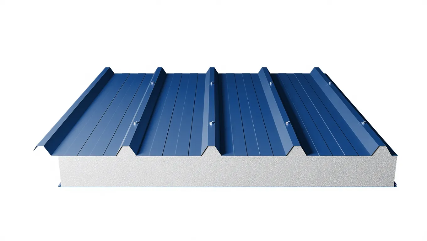 Кровельная сэндвич-панель с пенополистиролом 150 мм цвет RAL (полиэстер) верх 0,7 мм / низ 0,7 мм (ширина 1000 мм)